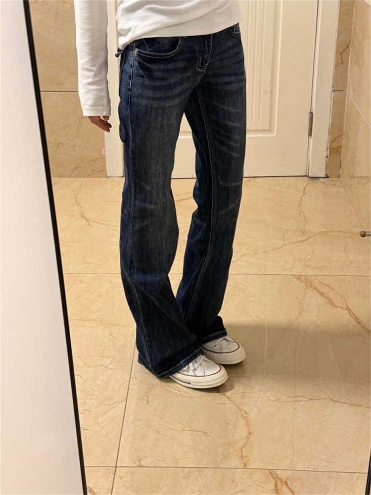 女性のローライズデニムパンツ Y2K ストレートレッグジーン - Jeans のレビューと価格