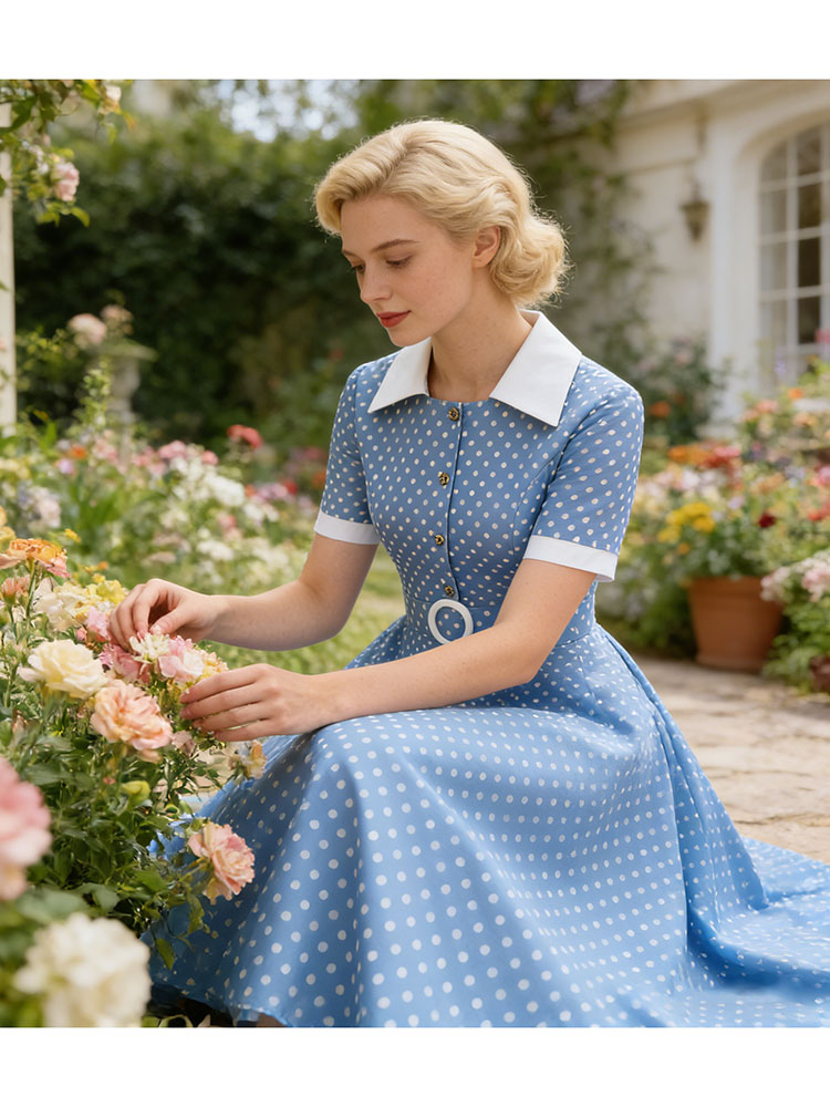 ヴィンテージ レディース サマードレス 水玉模様 ピーターパ - French Vintage Floral Midi Dress のレビューと価格