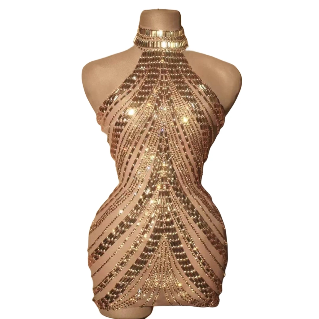キラキラドレス女性用ストレッチラインストーンナイトクラブプロ - Sparkly Rhinestone Club Party Dress のレビューと価格