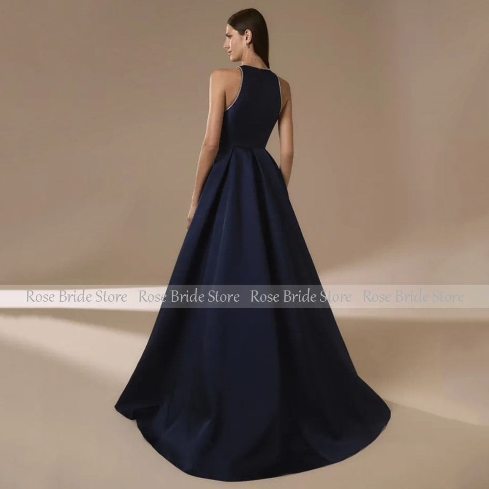 ネイビーブルーのサテンイブニングドレス レディース 2025 - Elegant Satin Evening Gown Split のレビューと価格