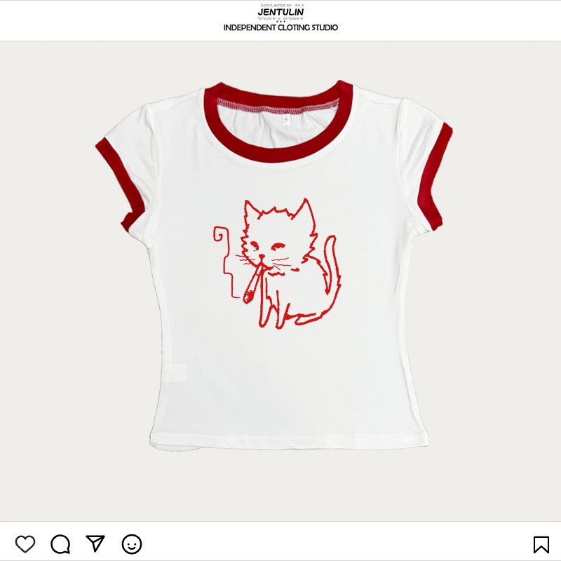 韓国スタイルY2K 90年代ベビーTシャツ原宿ストリートウェ - Y2K Graphic Baby Tee Crop のレビューと価格