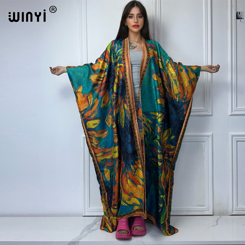 Winyi-自由奔放に生きるプリントのオープンドレス,着物, - Boho Summer Beach Maxi Dress のレビューと価格