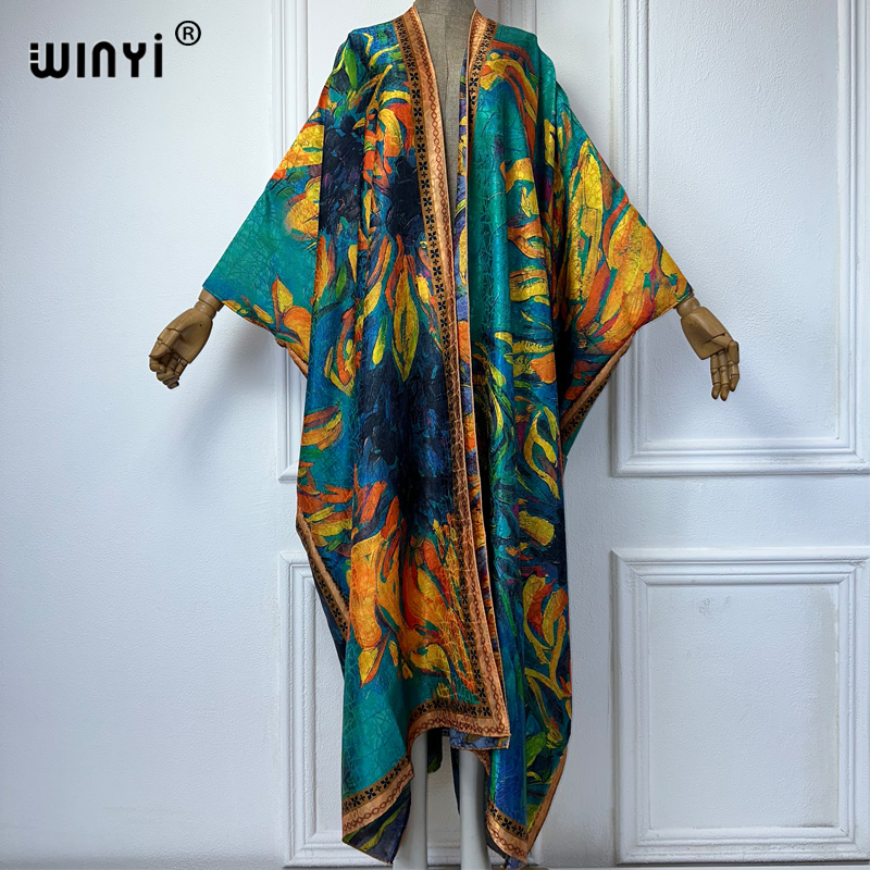 Winyi-自由奔放に生きるプリントのオープンドレス,着物, - Boho Summer Beach Maxi Dress のレビューと価格