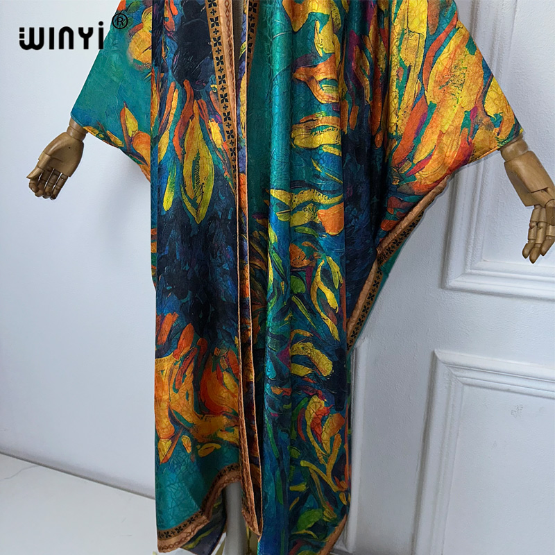 Winyi-自由奔放に生きるプリントのオープンドレス,着物, - Boho Summer Beach Maxi Dress のレビューと価格